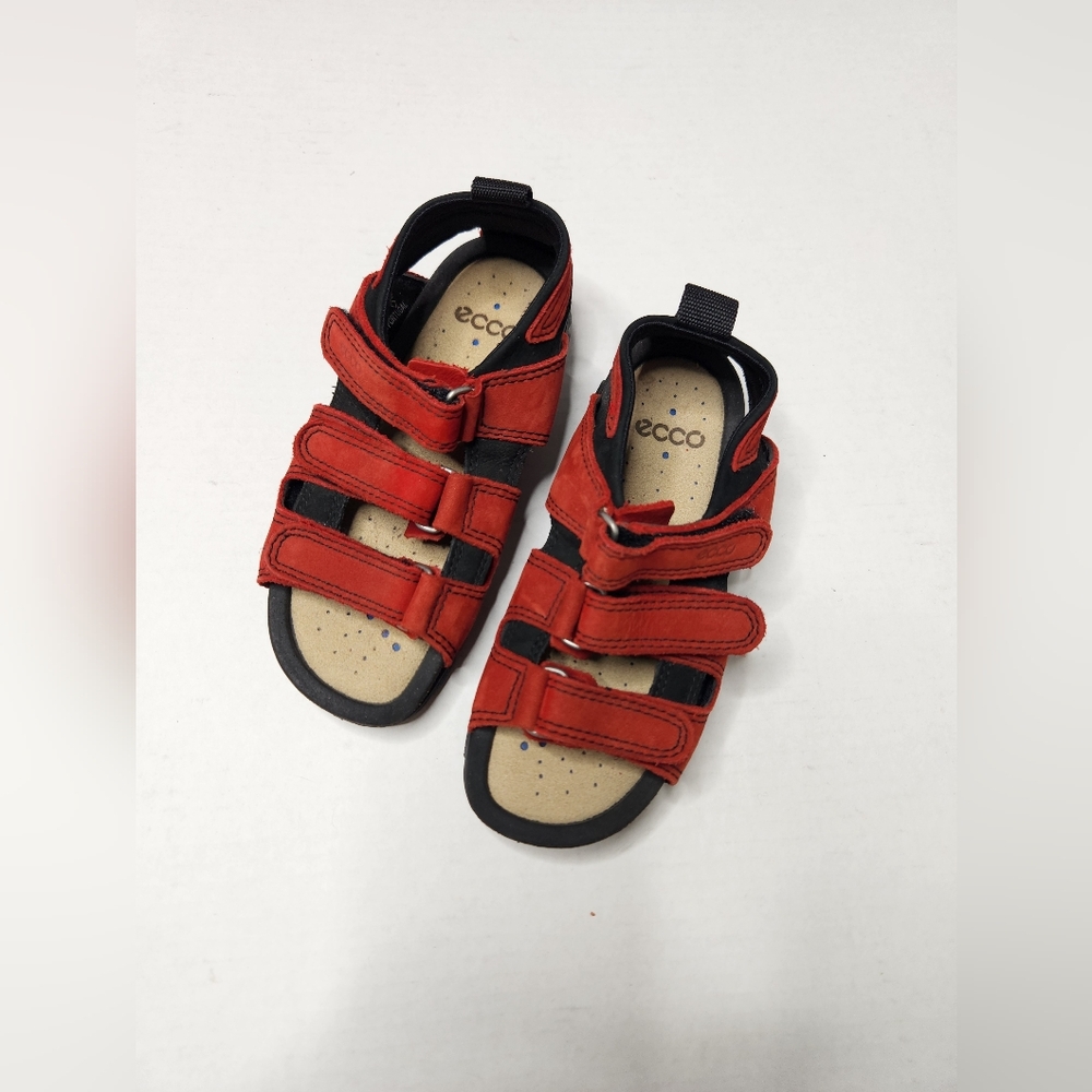 NEW ECCO Kids Size Women 3 / Kids 1.5-2 / Euro 33 Red Leather Sandals - Picture 2 of 7